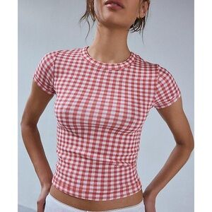 Urban Outfitters BDG Red Gingham Short Sleeve Tee